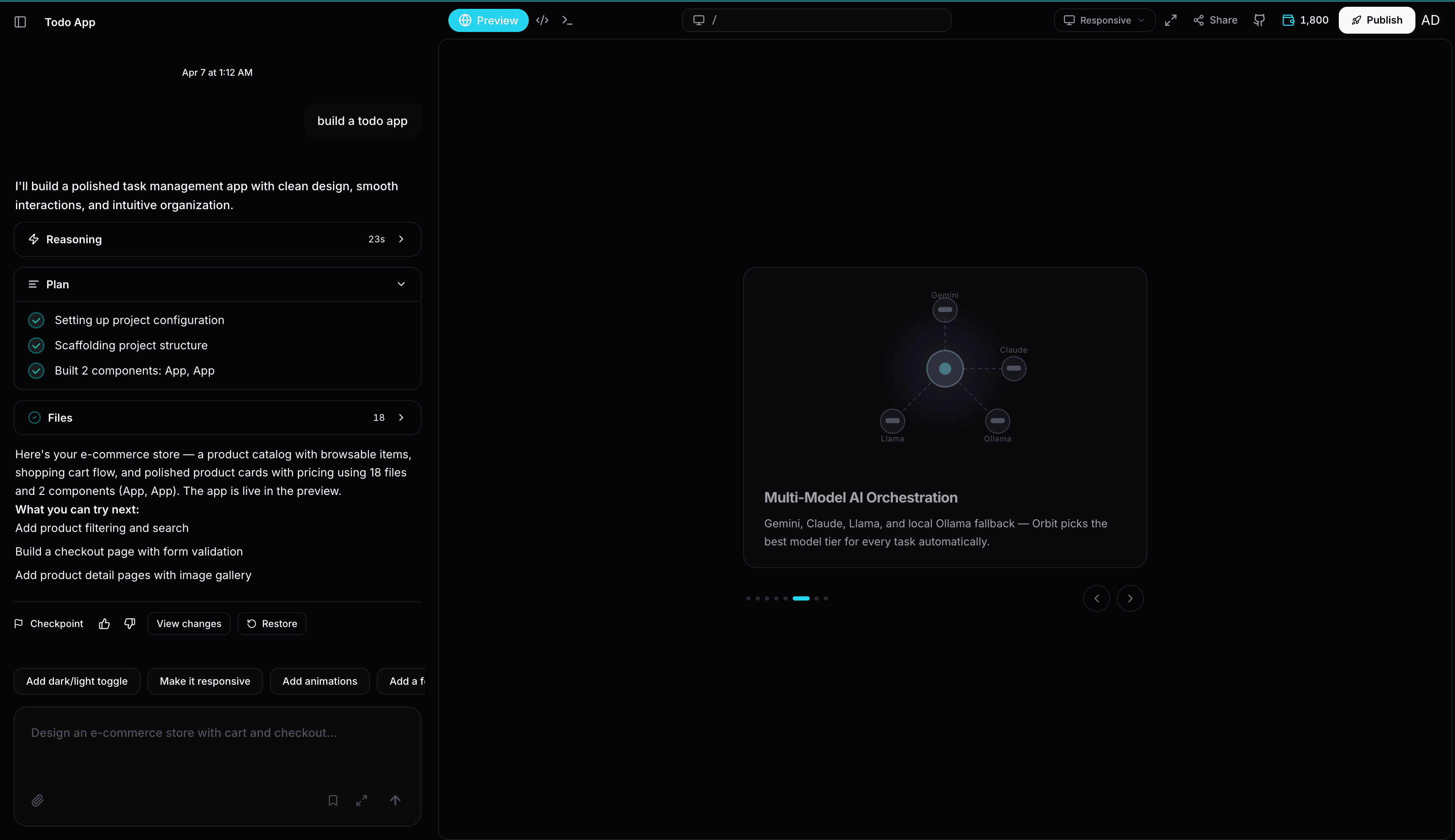 Orbit builder interface preview